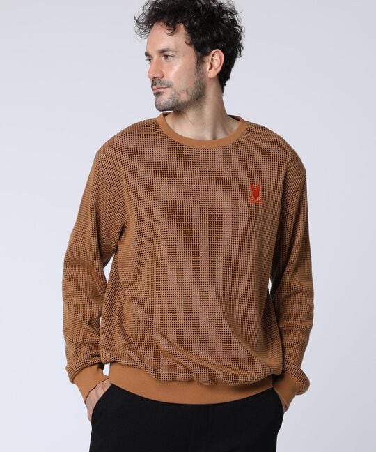 ツートンワッフル クルーネックスウェット