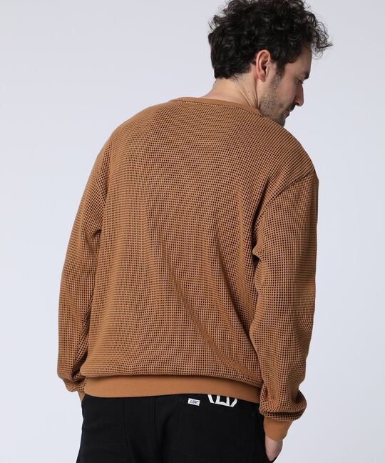 ツートンワッフル クルーネックスウェット