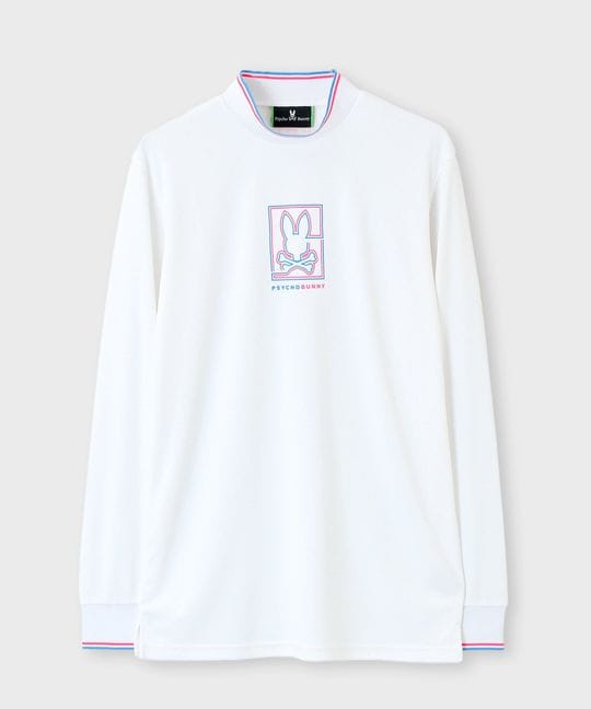 [GOLF]ラインモチーフ モックネック ロングスリーブTシャツ